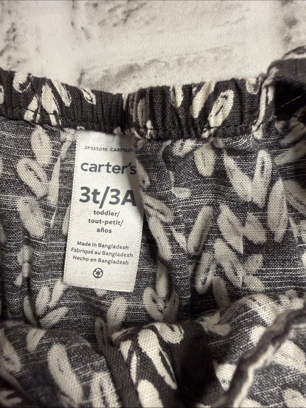 Carter's Black and White Leaf Print Girls Romper